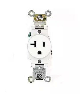 20 Amp 125 V Industrial Grade Self Grounding Single Outlet/Receptacle, White (1-Pack) 5361-W